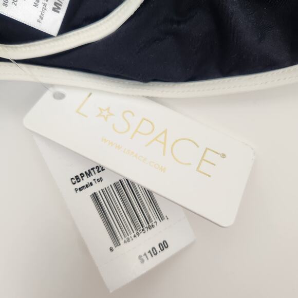L*Space Pamela Bikini Top in Black Cream Size Medium NWT Racerback - Picture 6 of 6